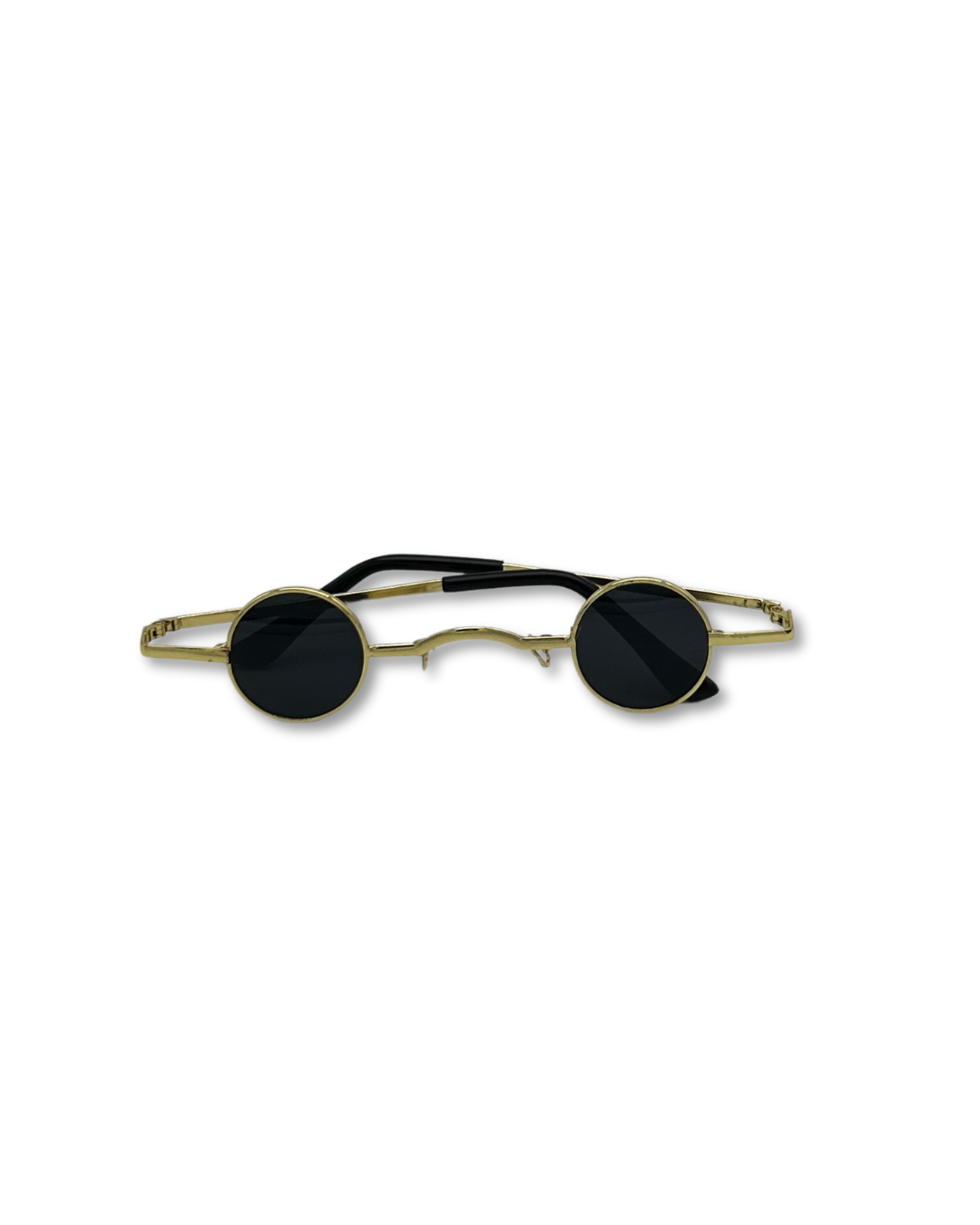 Shadow Circuit – Black & Gold Round Micro Sunglasses