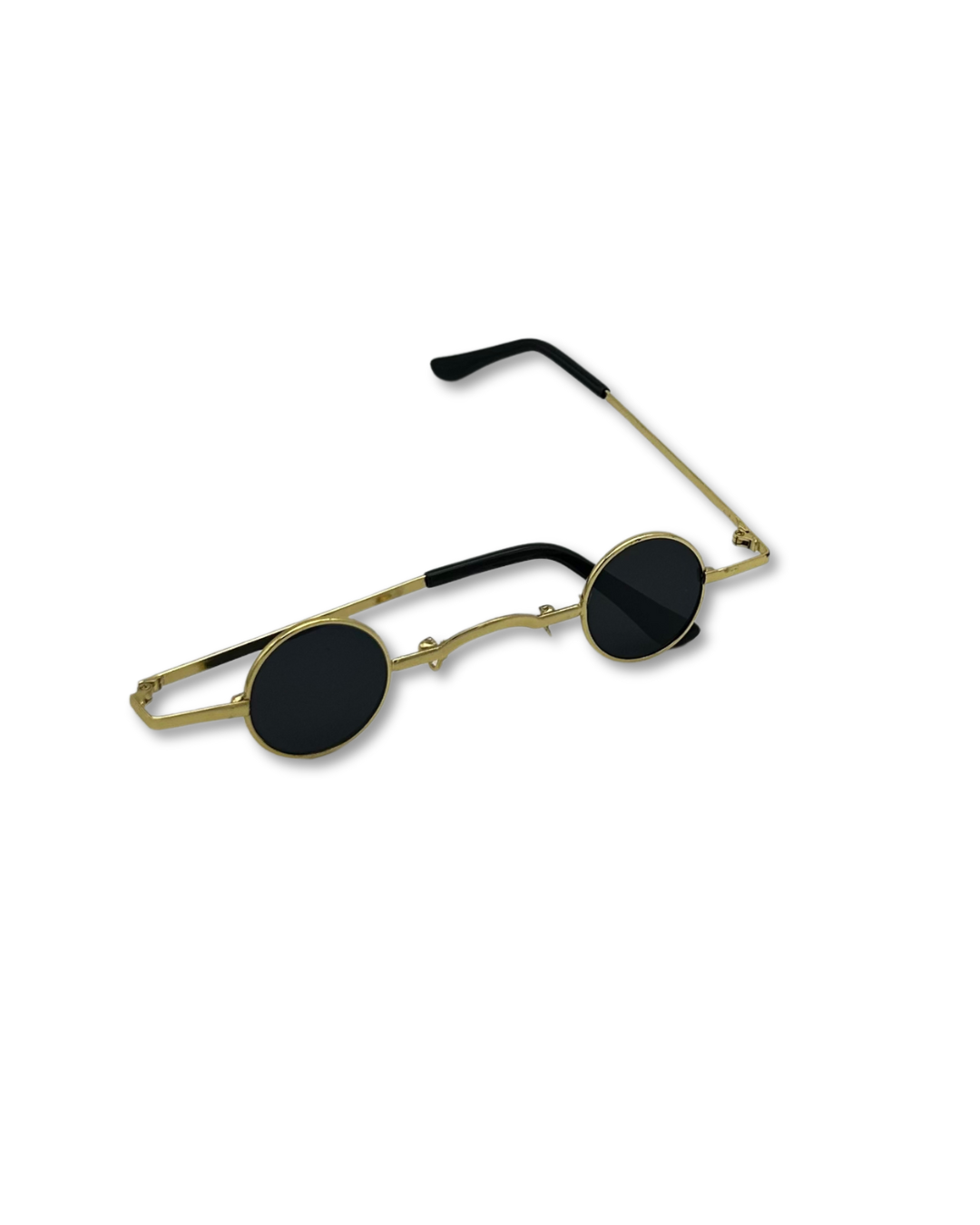 Shadow Circuit – Black & Gold Round Micro Sunglasses