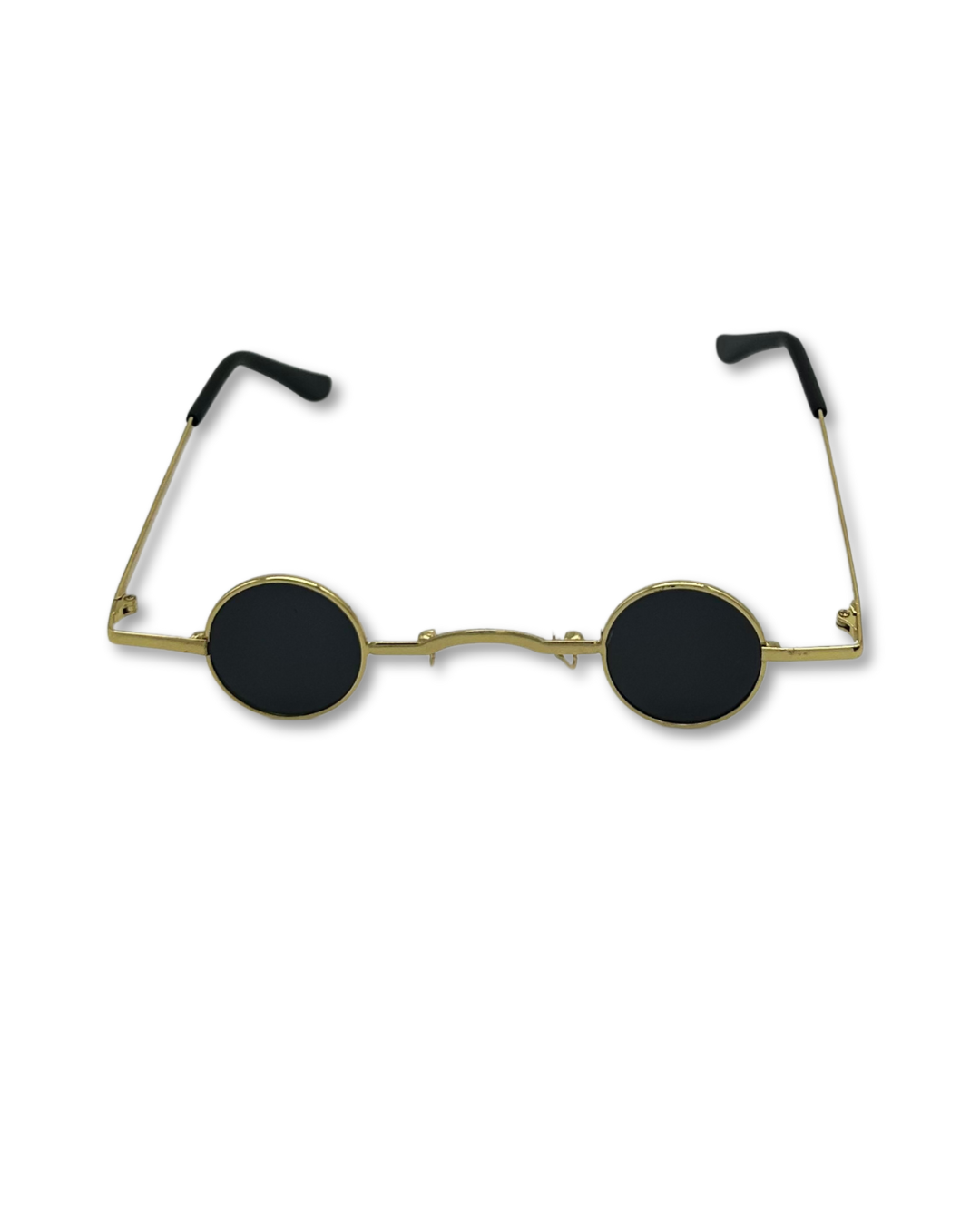Shadow Circuit – Black & Gold Round Micro Sunglasses