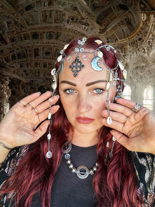 Silver Chain & Shells Headdress