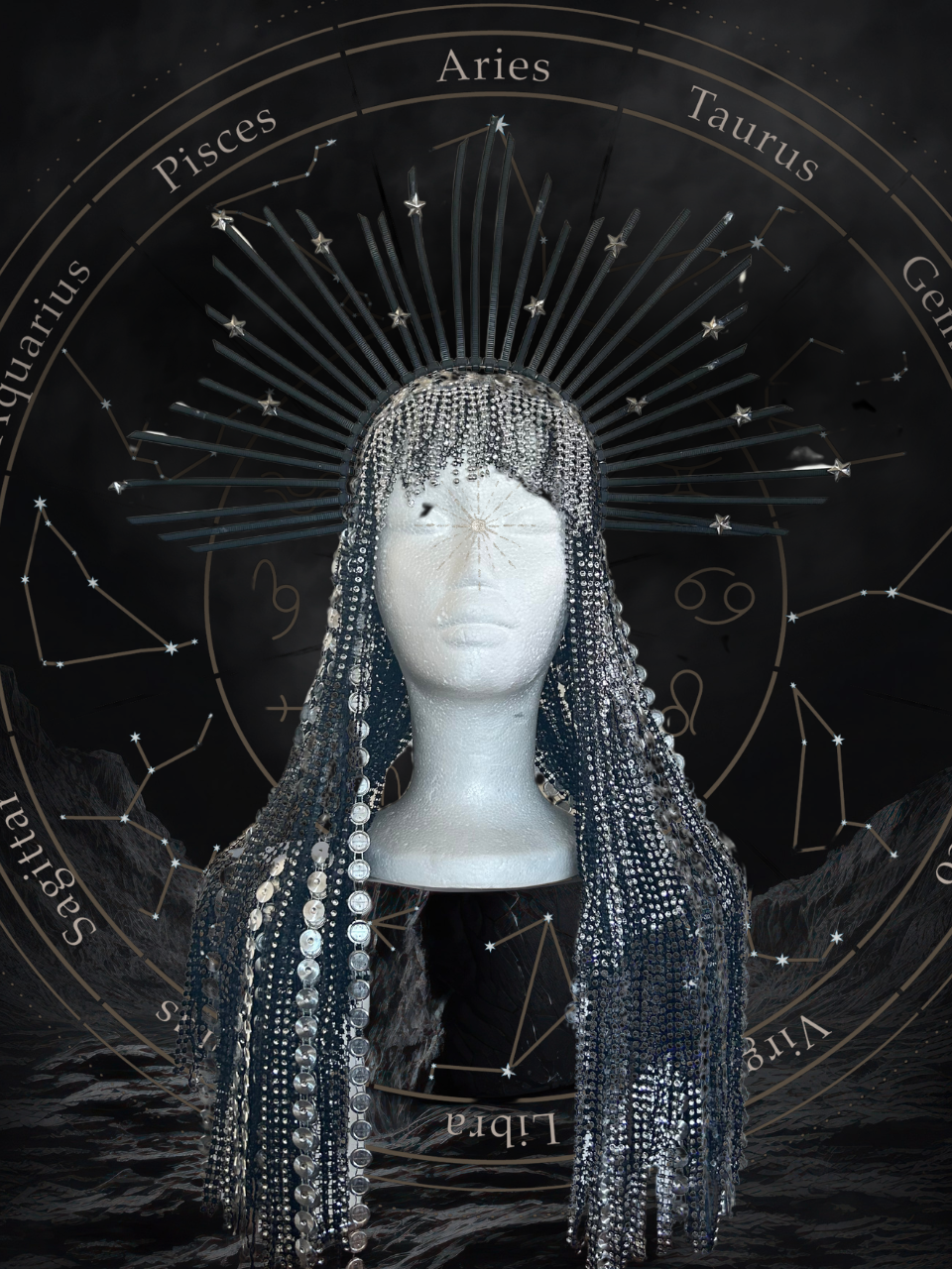 Celestial Silver & Black Headdress