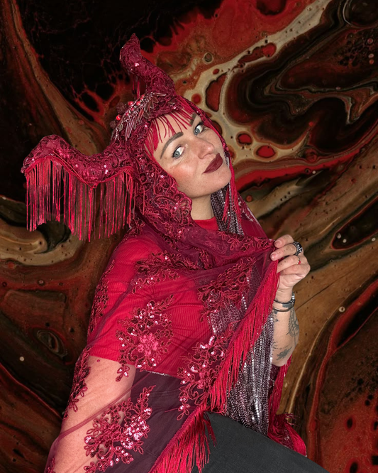 Red Lace | Horned Headpiece