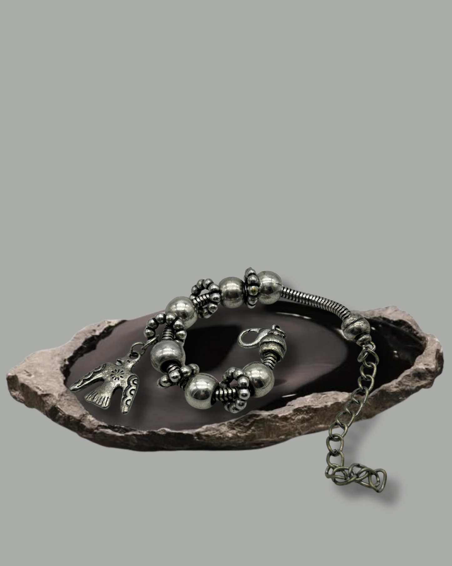 /the bird] Silver Ball & Charm Bracelet