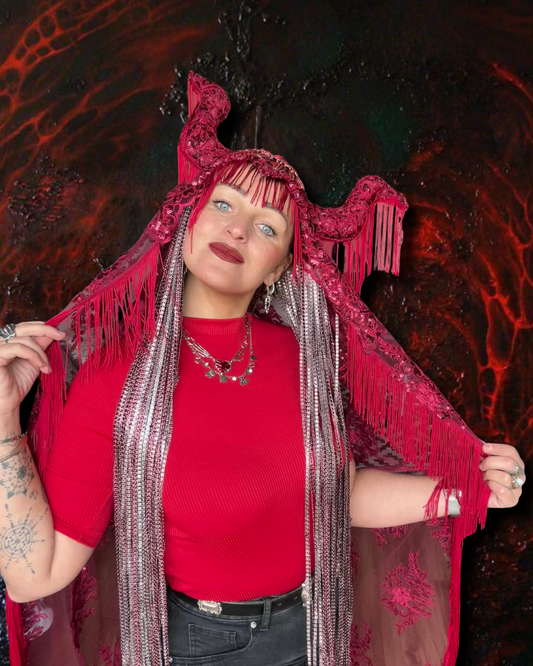 Red Lace | Horned Headpiece