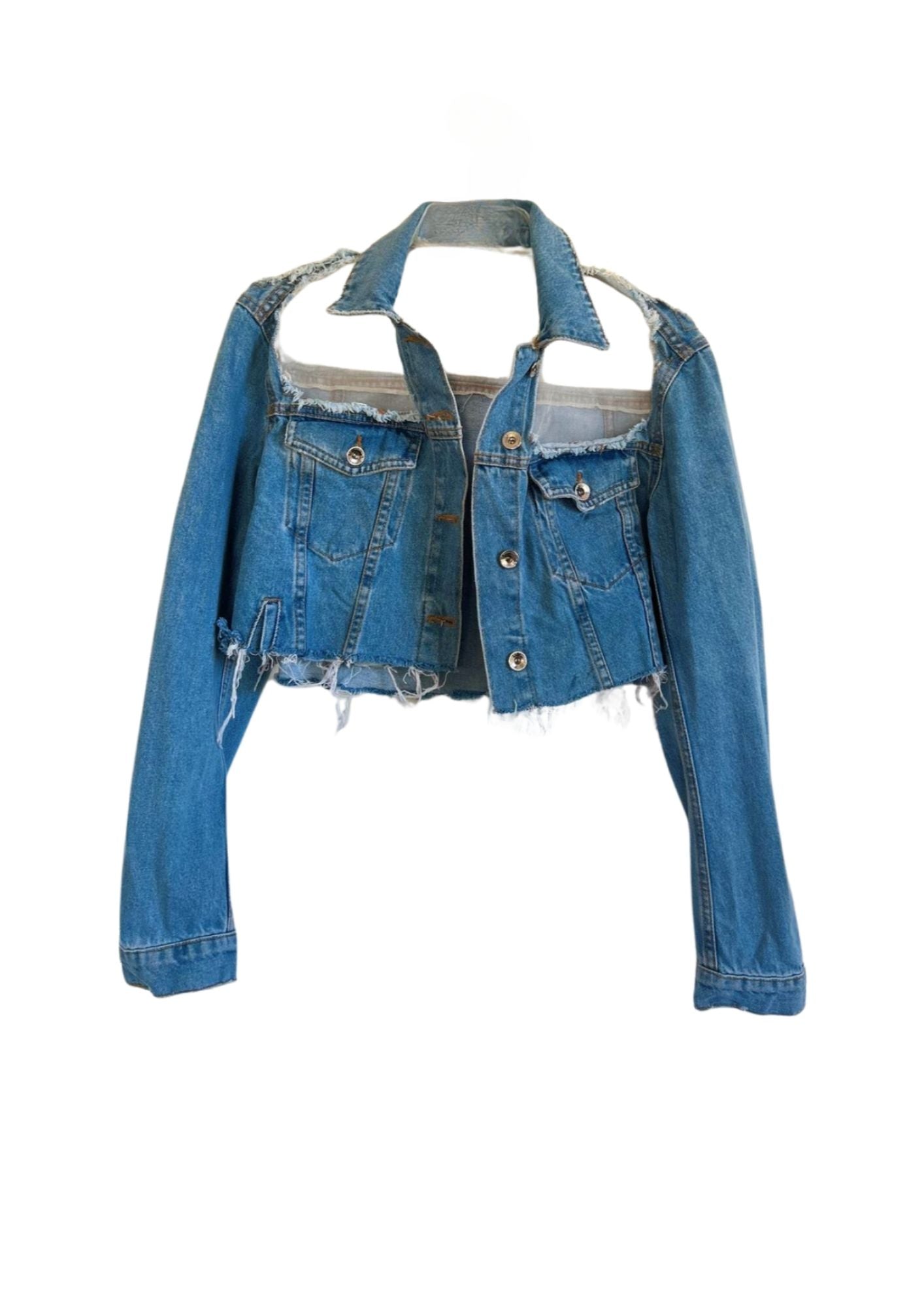 Blue Crop Custom Denim Jacket