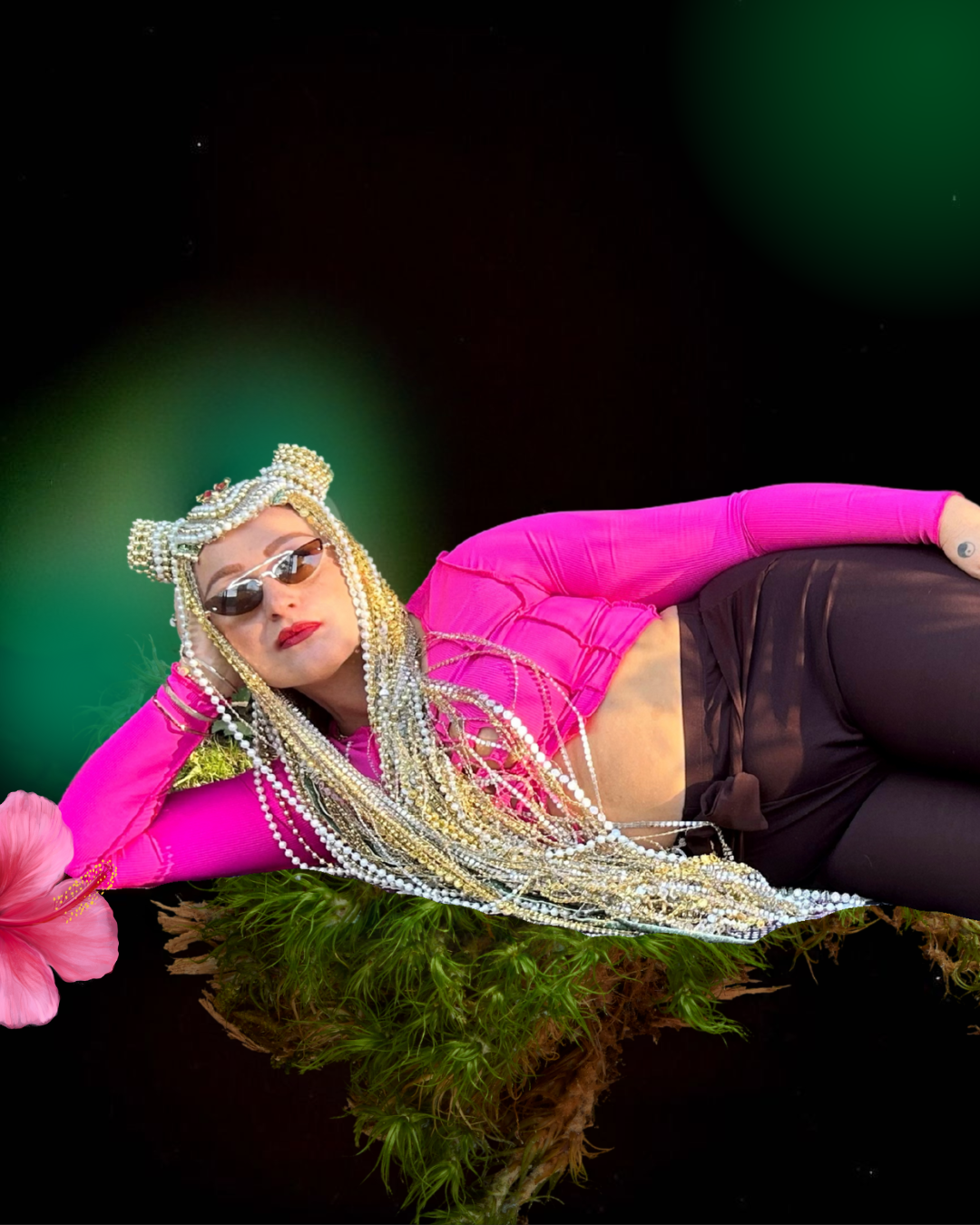 Orchid Moon - Long Gold & Pearl Festival Headpiece