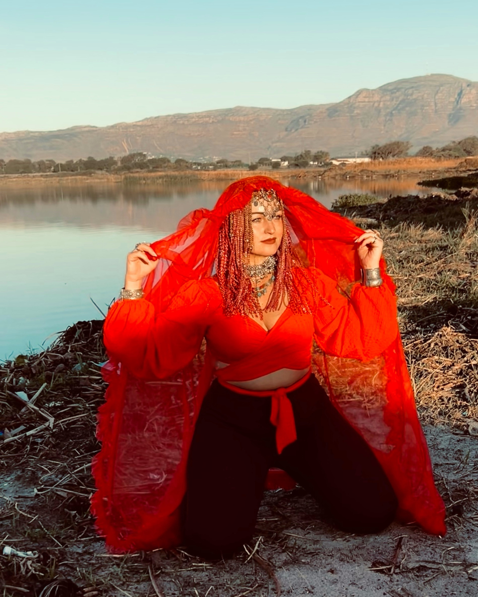 Phoenix Red Coin Headpiece – Tribal Fusion Festival Wig