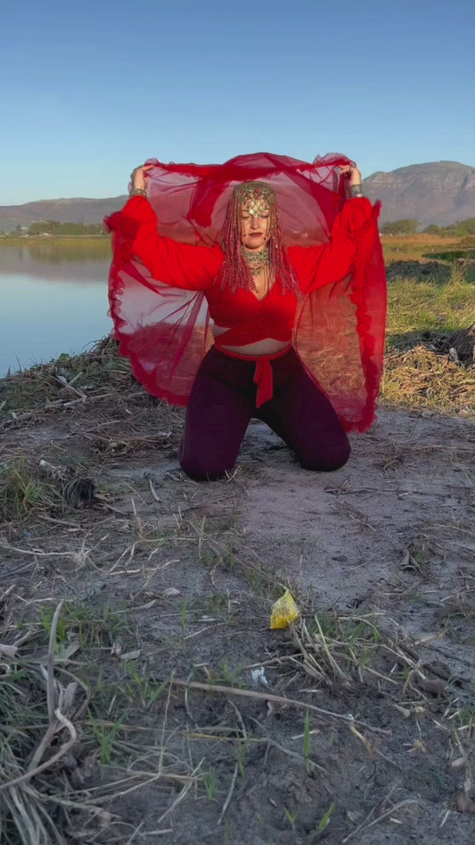 Phoenix Red Coin Headpiece – Tribal Fusion Festival Wig